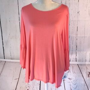 Ellen Tracy Coral Bell sleeves tunic top
